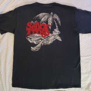 Senor Frogs Shirt Large Black Cotton Souvenir of Aruba Embroidered Embellished